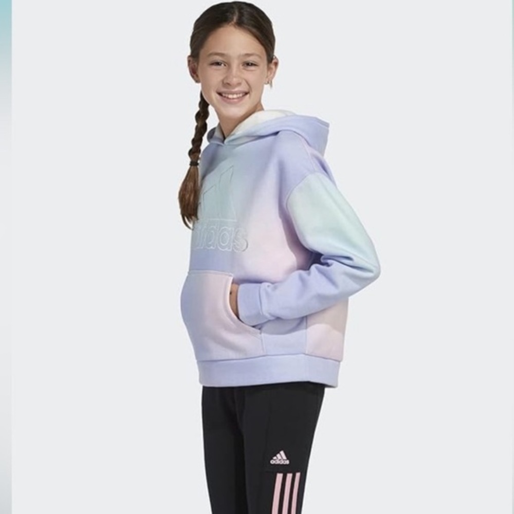 Adidas Girls XL (16) Purple Gradient Fleece‎ Hoodie - Picture 2 of 8